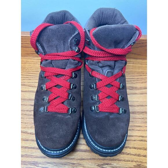 J.Crew Women's Hiking Boots Size 8 Brown Suede Red Laces - Picture 2 of 10